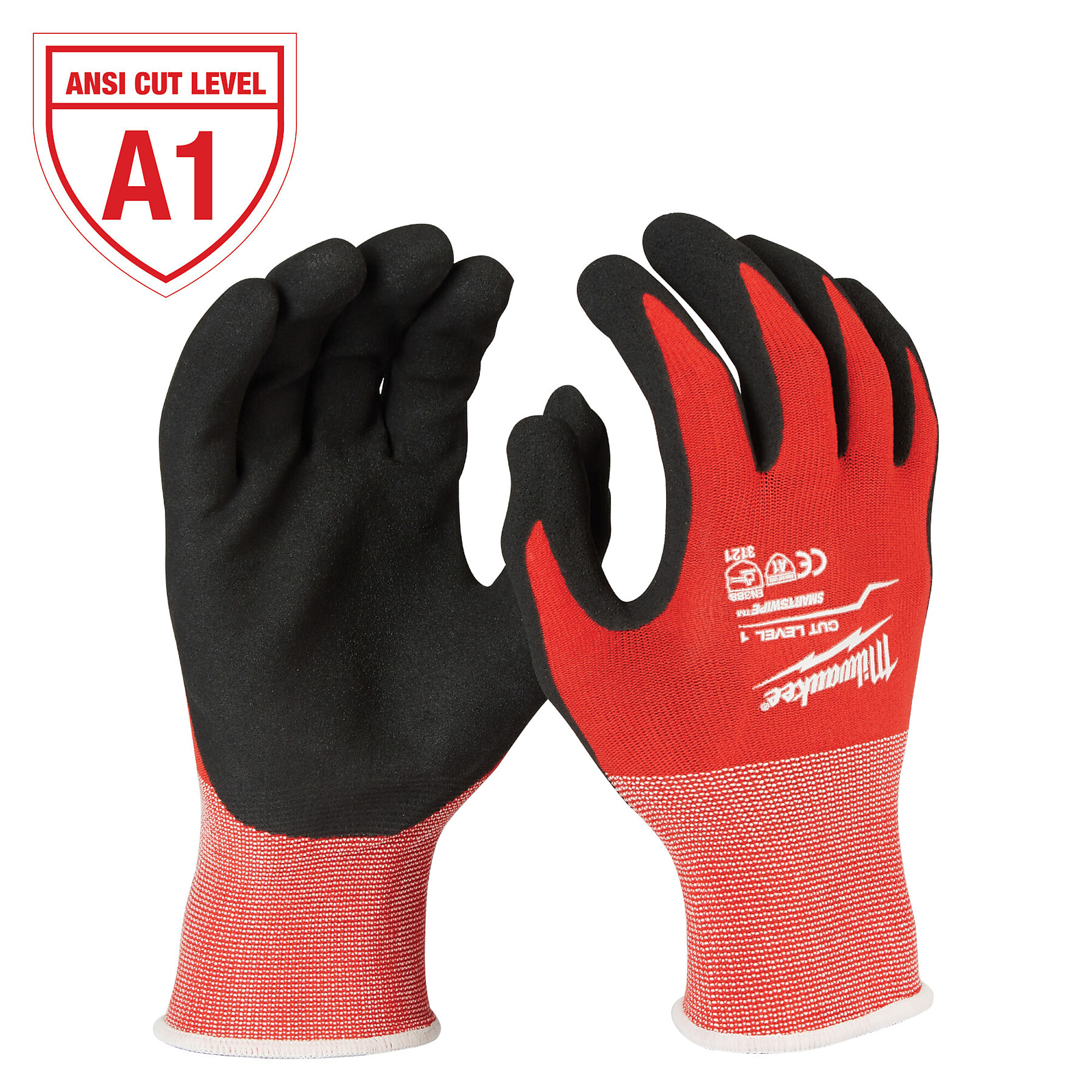 Milwaukee Men's Cut 1 Nitrile Utility Gloves, Red/Black, Large, Model# 48-22-8902